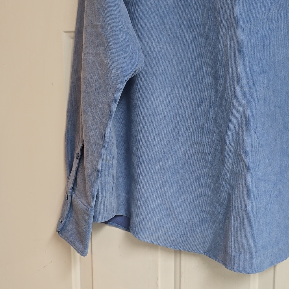 ZARA NEW WOMAN OVERSIZED BUTTON DOWN SHIRT BLUE - Picture 8 of 9